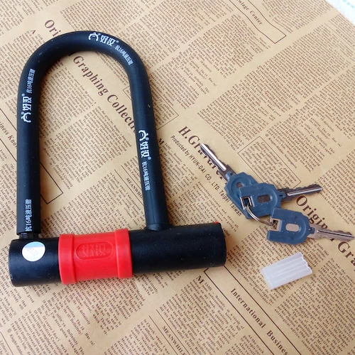 Bicycle U-shaped Motorcycle Anti-theft U-shape Lock - Blac