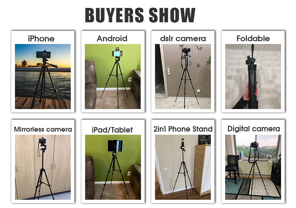 Tripod for Tablet Camera 60inch/150cm Aluminum Phone Tripod for Phone/iPad/ DSLR Camera with Remote Control Mount Holder