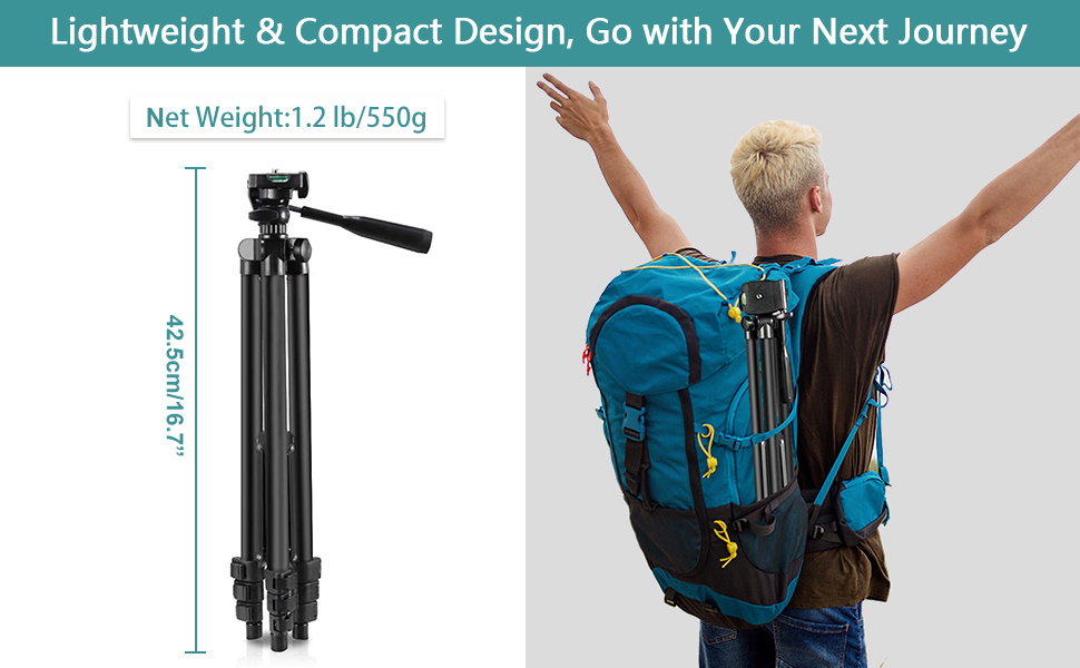 Aluminum Alloy Mobile Phone Camera Tripod with Phone Holder and Remote Control for Gopro with Carrying Bag for Travel