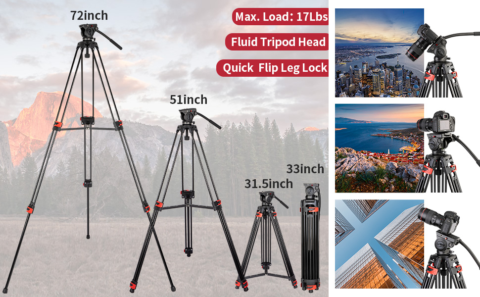 50inch/125cm lightweight tripod, stand with remote control and 2 in 1 holder for phone/tablet, for iphone/ipad/camera