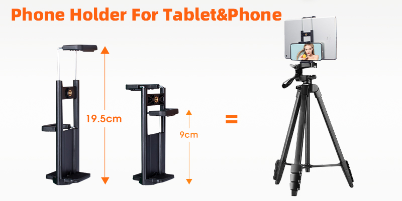 Lightweight Mobile Phone Camera Tripod for Xiaomi HUAWEI iPhone with 2 Universal Phone Holders Remote Control Carry Bag