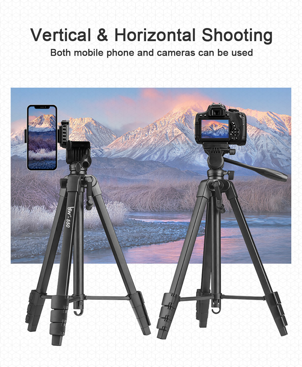 60inch/152cm Camera Tripod for DSLR/SLR, Fluid Head Aluminum Professional Photography Tripod with Phone Holder and Remote Control