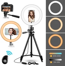 10" Led Ring Light with Tripod, Remote Control and Mobile Phone Holder, Desktop Makeup Ring Light for YouTube and Live Broadcast