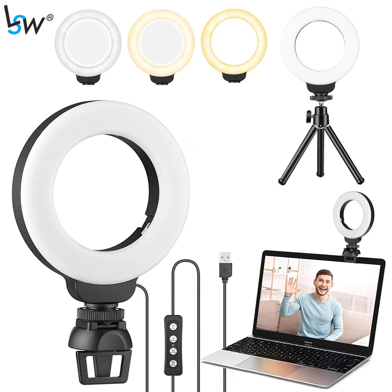 10" Led Ring Light with Tripod, Remote Control and Mobile Phone Holder, Desktop Makeup Ring Light for YouTube and Live Broadcast