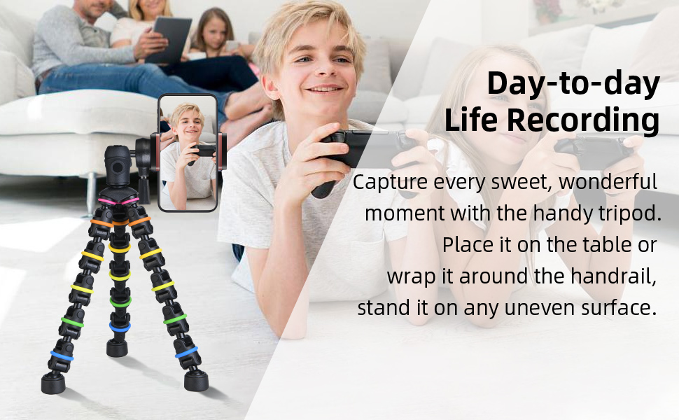 Tripod for Phone with Mobile phone Holder Gopro Mount, Mini flexible Desk Tripod with Remote for SmartPhone/Camera/Tablet