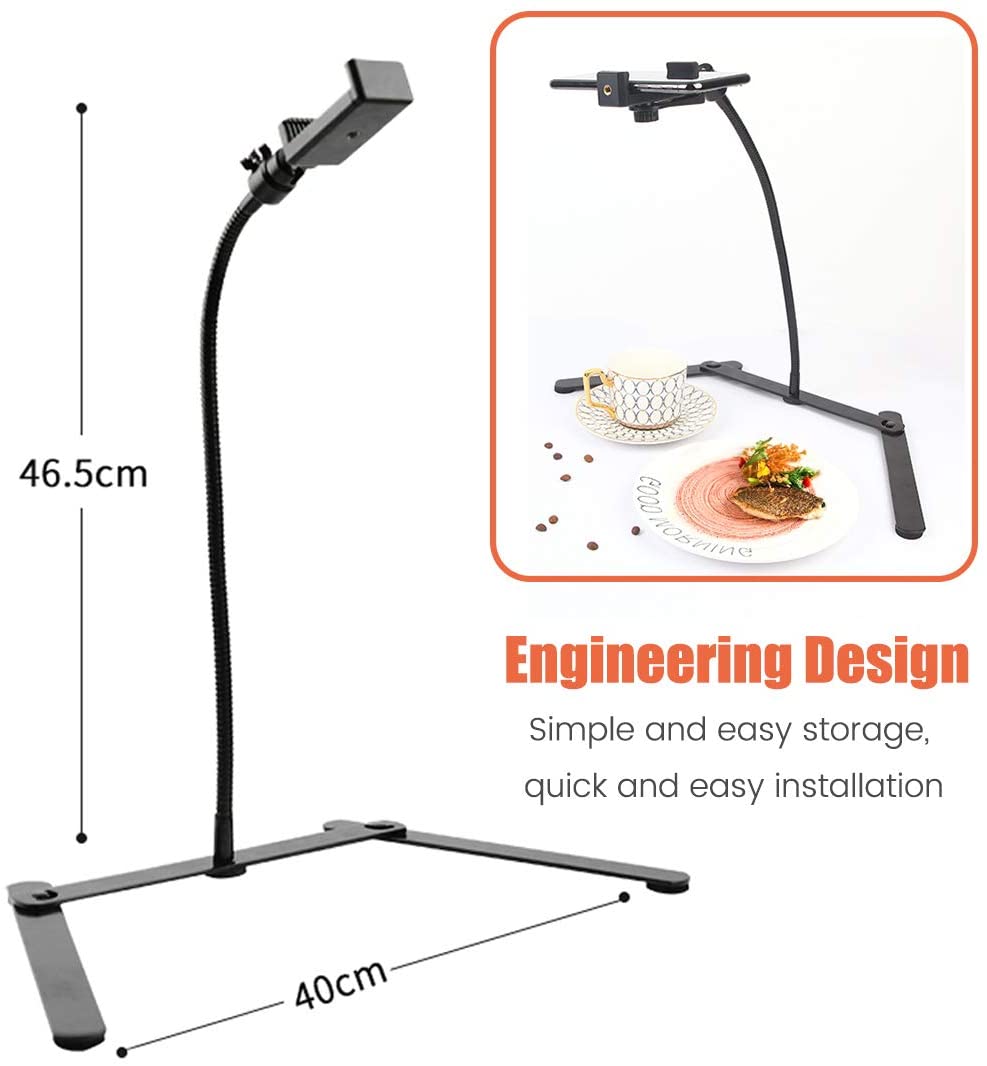 Ajustable Tripod with Cellphone Holder, Overhead Phone Mount, Table Top Teaching Online Stand for Live Streaming/Online Video