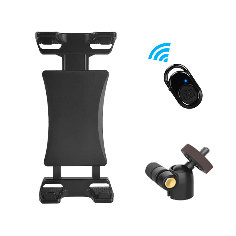 Universal Tablet Tripod Holder Mount Clamp With 1/4 Screw Adapter For Phone/iPad Pro 12 Bluetooth Remote