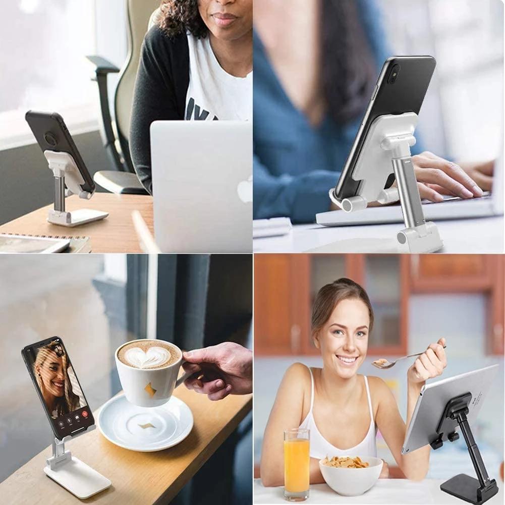 Phone Holder Stand, Desktop Cell Phone Holder for iPad Tablet Desk Holder, Mobile Phone Stand for iPhone Samsung Huawei