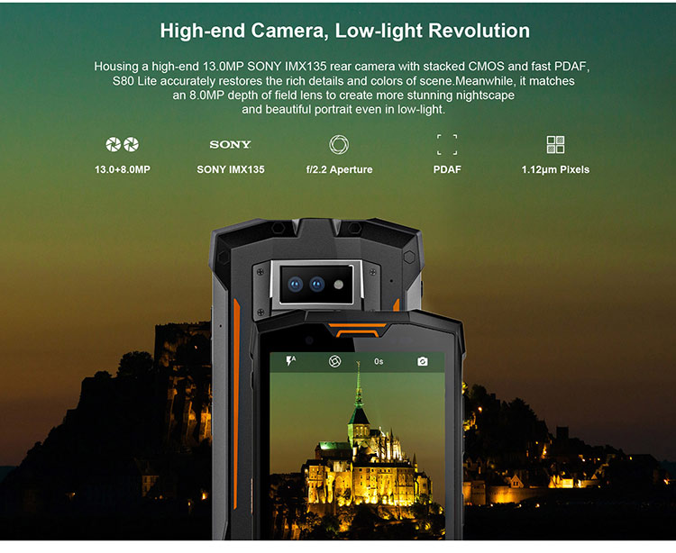 DOOGEE S80 LITE 4GB RAM 64GB ROM Helio P23 MTK6763T 2.5GHz Octa Core 5.99 Inch IPS Corning Gorilla Glass 4 FHD+ Screen Dual Camera IP68 IP69K Waterproof Android 8.1 4G LTE Smartphone