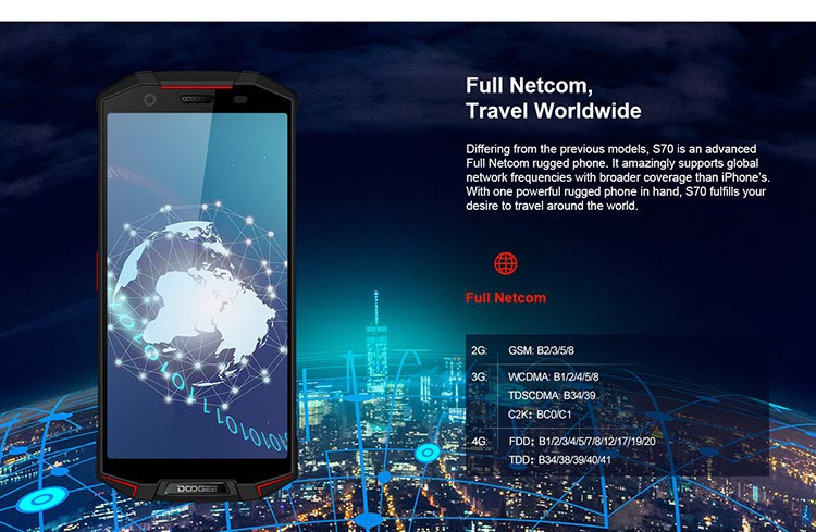 DOOGEE S70 6GB RAM 64GB ROM Helio P23 MTK6763T 2.5GHz Octa Core 5.99 Inch IPS Corning Gorilla Glass 4 FHD+ Screen Dual Camera IP68 IP69K Waterproof Android 8.1 4G LTE Smartphone