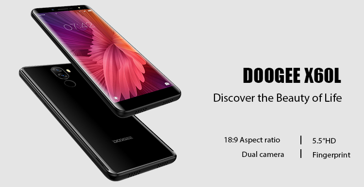 DOOGEE X60L 2GB RAM 16GB ROM MTK6737V 1.3GHz Quad Core 5.5 Inch 2.5D Screen Dual Camera Android 7.0 4G LTE Smartphone