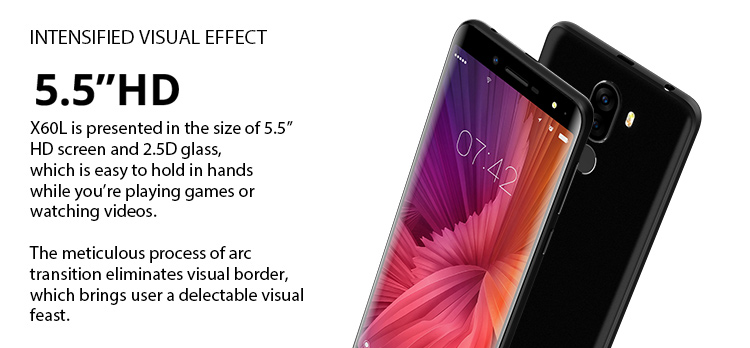 DOOGEE X60L 2GB RAM 16GB ROM MTK6737V 1.3GHz Quad Core 5.5 Inch 2.5D Screen Dual Camera Android 7.0 4G LTE Smartphone