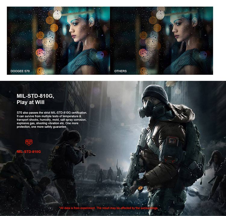 DOOGEE S70 6GB RAM 64GB ROM Helio P23 MTK6763T 2.5GHz Octa Core 5.99 Inch IPS Corning Gorilla Glass 4 FHD+ Screen Dual Camera IP68 IP69K Waterproof Android 8.1 4G LTE Smartphone