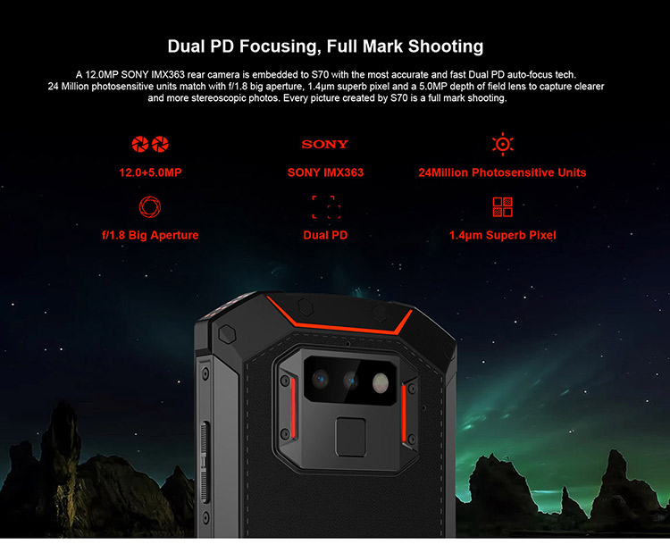 DOOGEE S70 6GB RAM 64GB ROM Helio P23 MTK6763T 2.5GHz Octa Core 5.99 Inch IPS Corning Gorilla Glass 4 FHD+ Screen Dual Camera IP68 IP69K Waterproof Android 8.1 4G LTE Smartphone