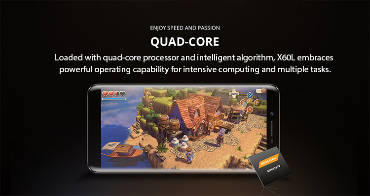 DOOGEE X60L 2GB RAM 16GB ROM MTK6737V 1.3GHz Quad Core 5.5 Inch 2.5D Screen Dual Camera Android 7.0 4G LTE Smartphone