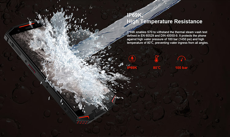 DOOGEE S70 6GB RAM 64GB ROM Helio P23 MTK6763T 2.5GHz Octa Core 5.99 Inch IPS Corning Gorilla Glass 4 FHD+ Screen Dual Camera IP68 IP69K Waterproof Android 8.1 4G LTE Smartphone