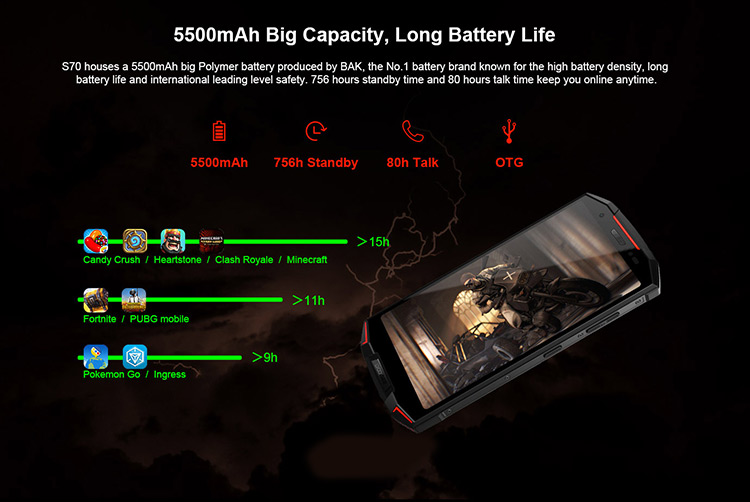 DOOGEE S70 6GB RAM 64GB ROM Helio P23 MTK6763T 2.5GHz Octa Core 5.99 Inch IPS Corning Gorilla Glass 4 FHD+ Screen Dual Camera IP68 IP69K Waterproof Android 8.1 4G LTE Smartphone