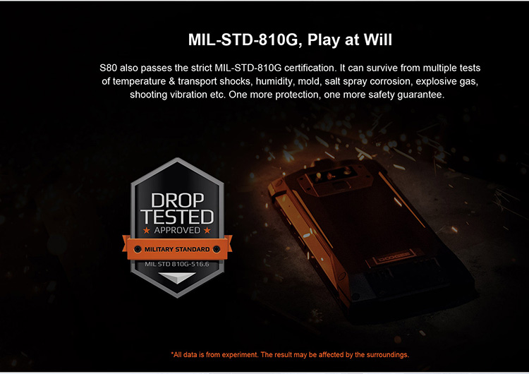 DOOGEE S80 6GB RAM 64GB ROM Helio P23 MTK6763T 2.5GHz Octa Core 5.99 Inch IPS Corning Gorilla Glass 4 FHD+ Screen Dual Camera IP68 IP69K Waterproof Android 8.1 4G LTE Smartphone