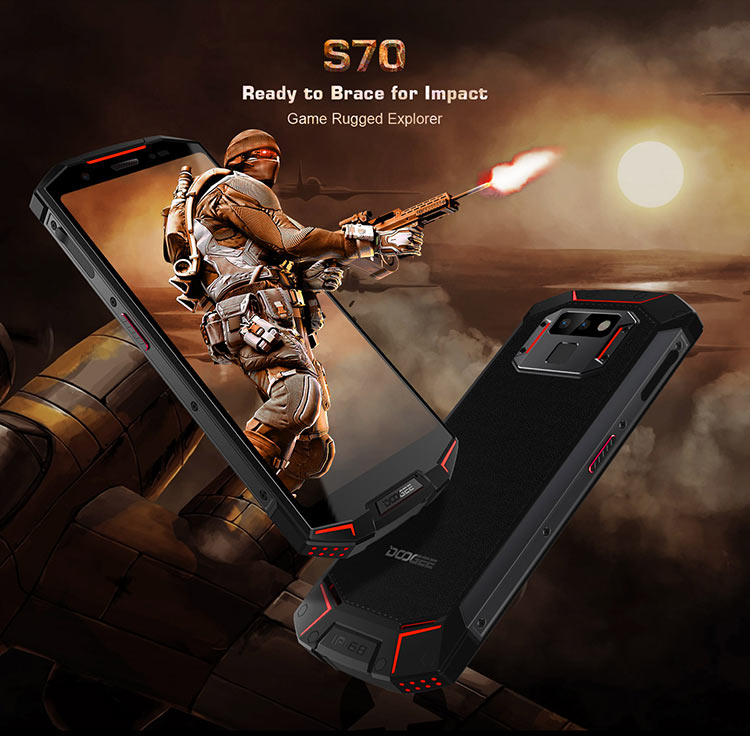 DOOGEE S70 6GB RAM 64GB ROM Helio P23 MTK6763T 2.5GHz Octa Core 5.99 Inch IPS Corning Gorilla Glass 4 FHD+ Screen Dual Camera IP68 IP69K Waterproof Android 8.1 4G LTE Smartphone